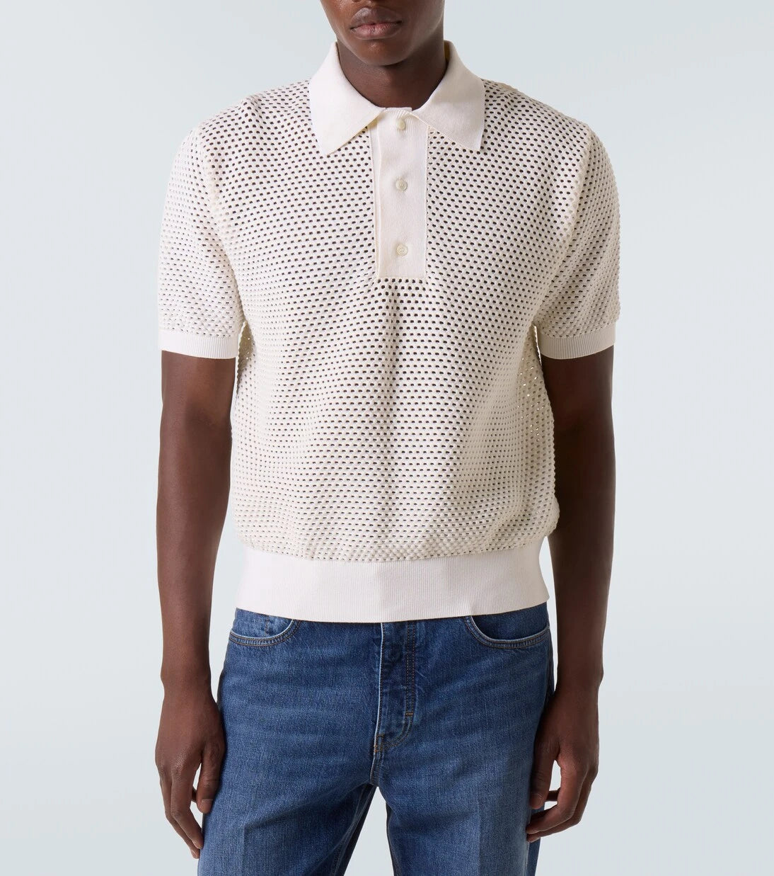 Givenchy - Open-knit cotton-blend polo shirt
