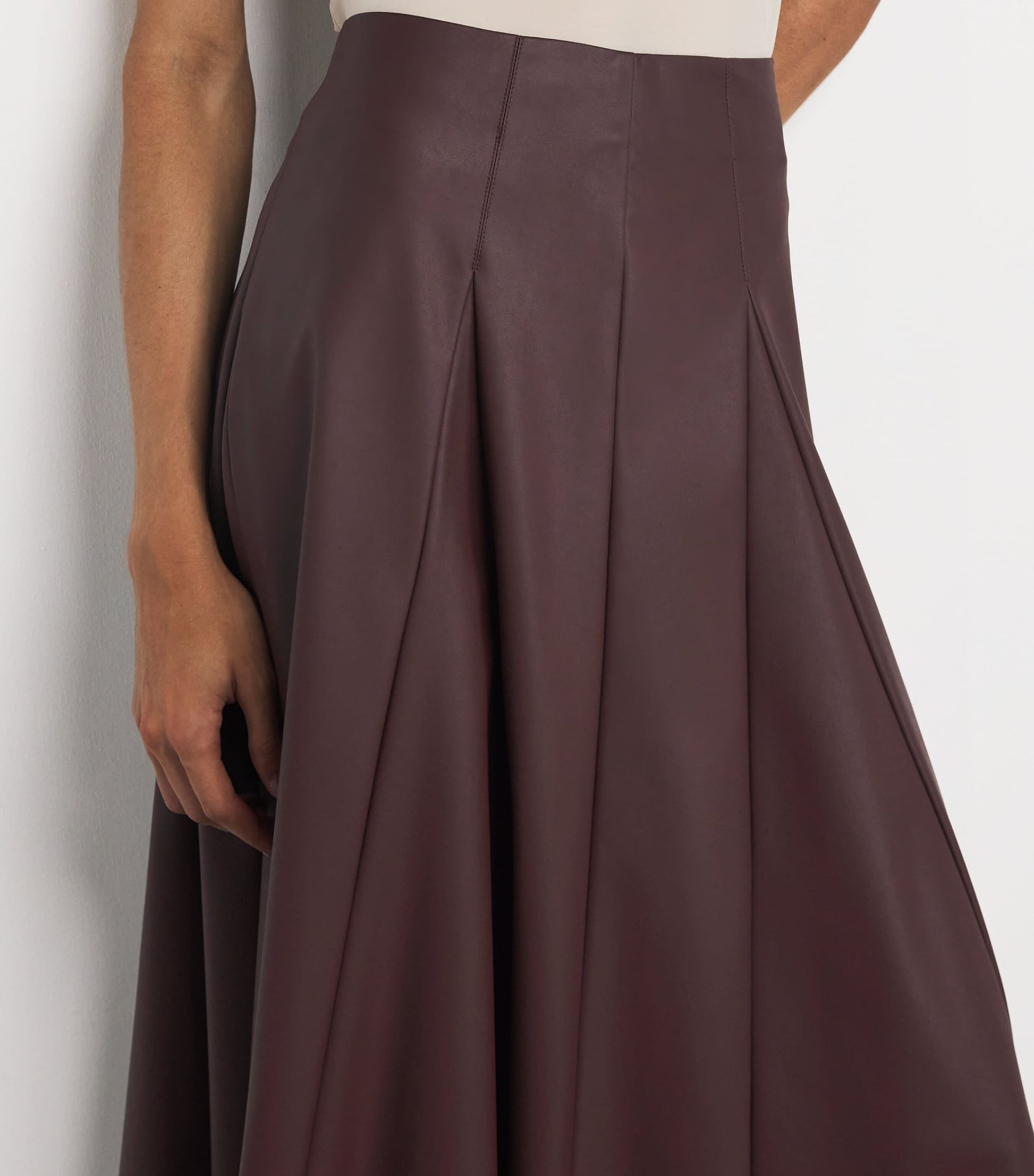 Burgundy Faux Leather Nocera Maxi Skirt