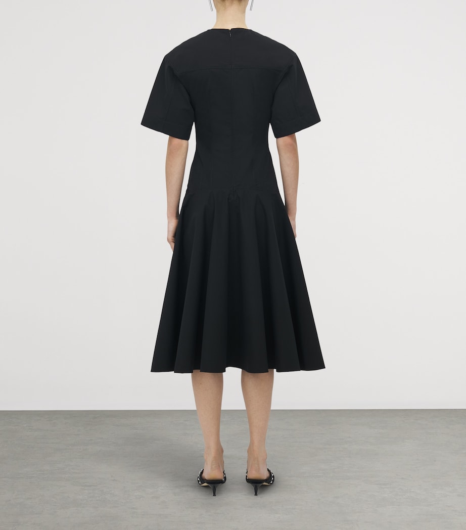 McQueen Black Cotton Poplin Midi Dress