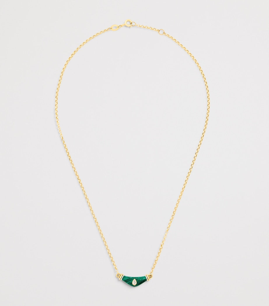 Yellow Gold, Diamond and Malachite Karma N*93 Necklace