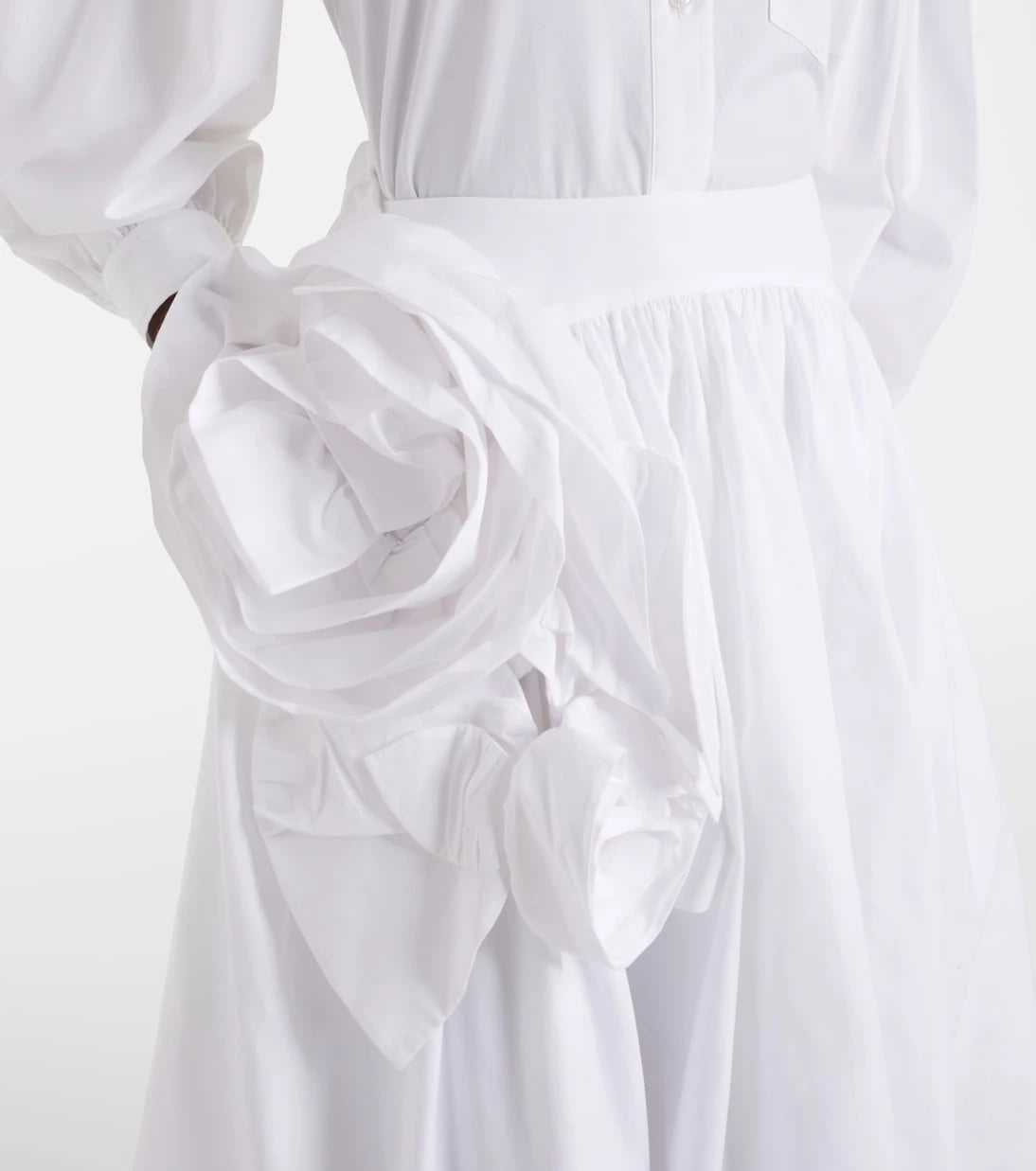Simone Rocha - Floral-appliqué cotton poplin midi skirt