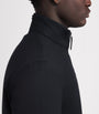 Canali Black Wool-Blend Shearling-Collar Bomber Jacket
