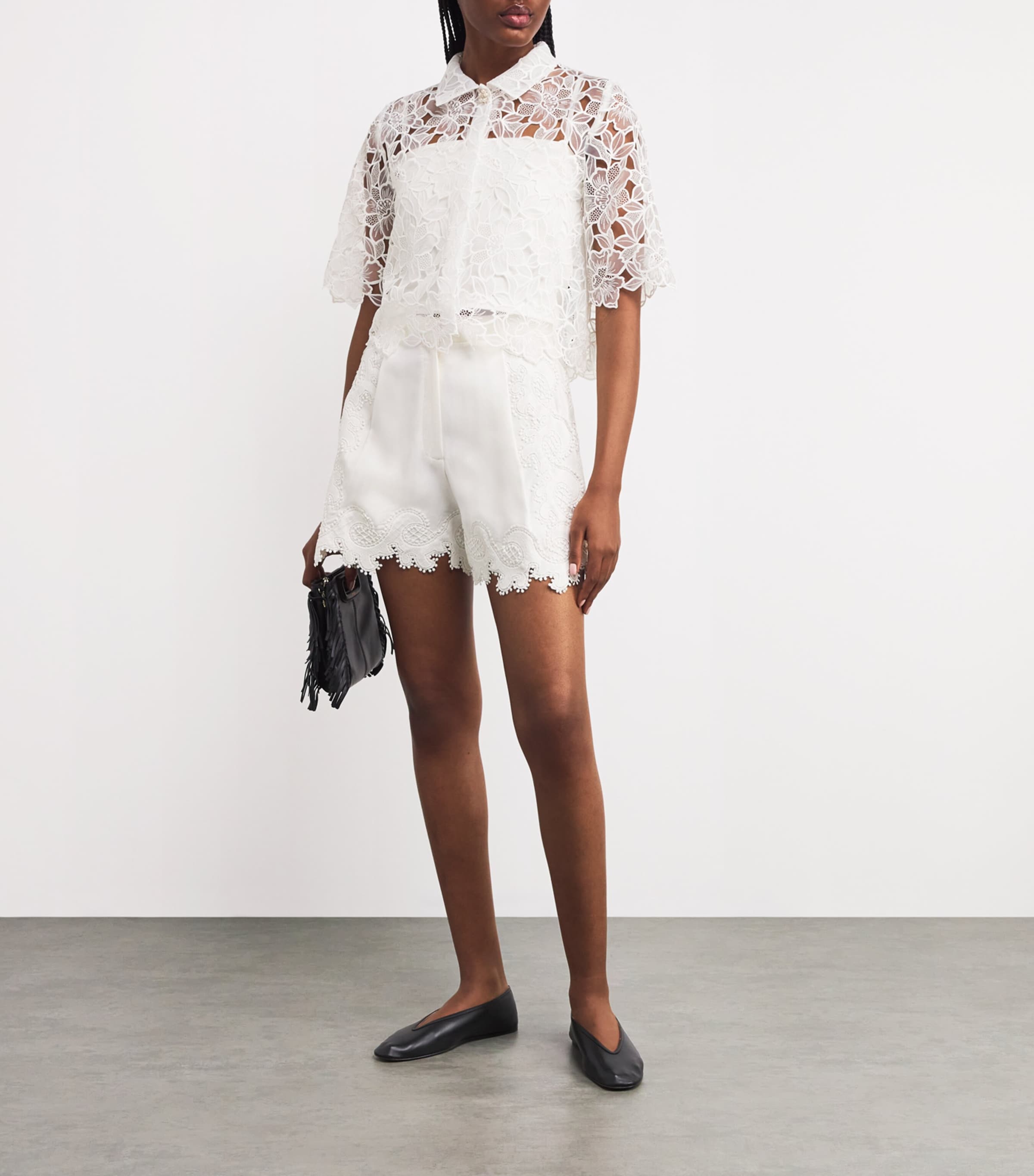 White Lace Tailored Shorts