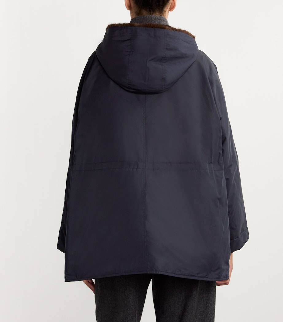 Blue Long-Haired Mink-Lined Technical Jacket