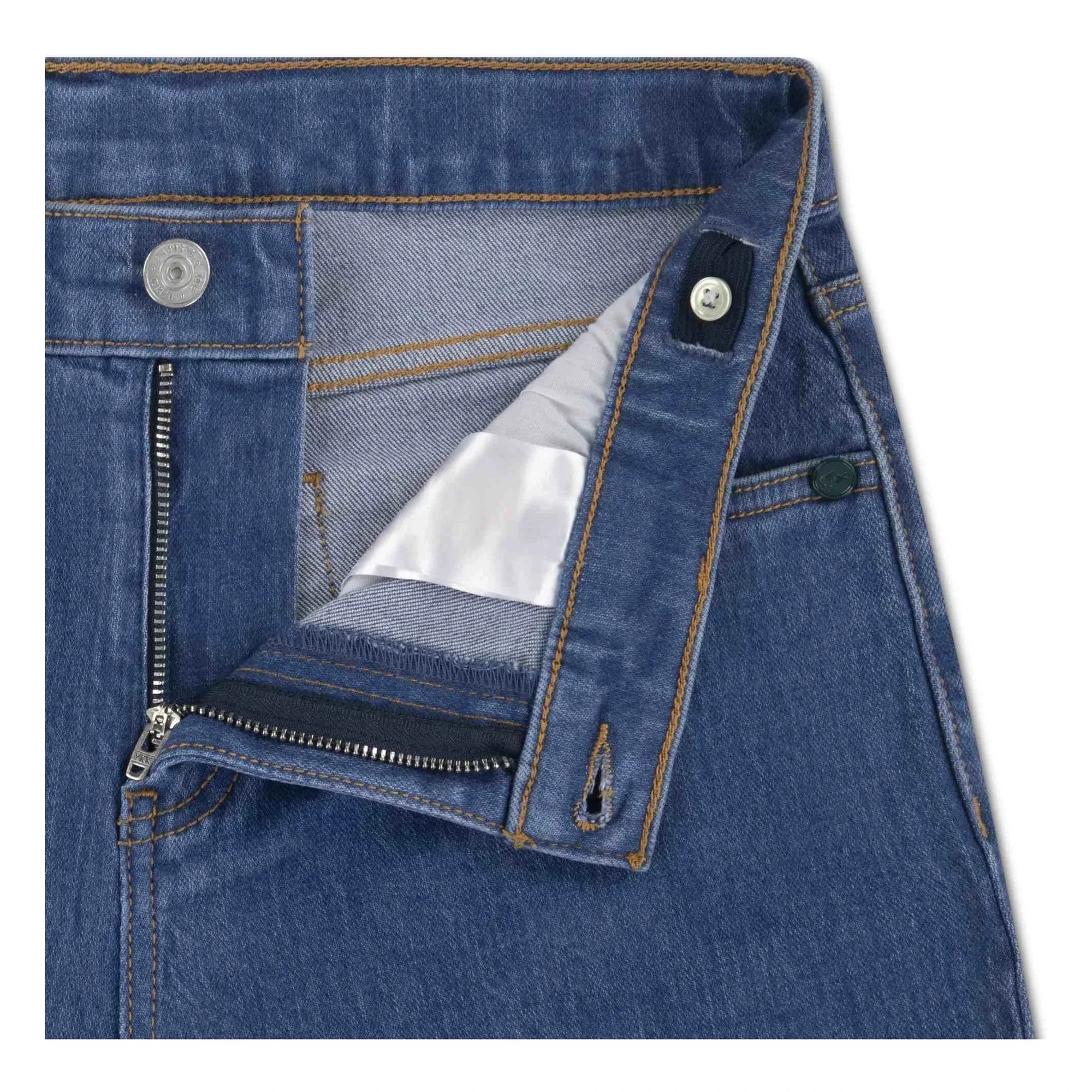 Lacoste - Embroidered Logo Denim Shorts | Light Blue