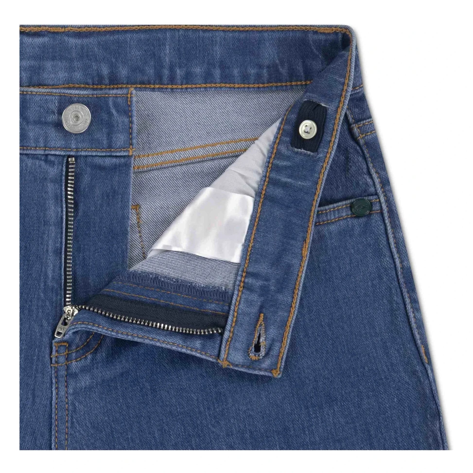 Lacoste - Embroidered Logo Denim Shorts | Light Blue
