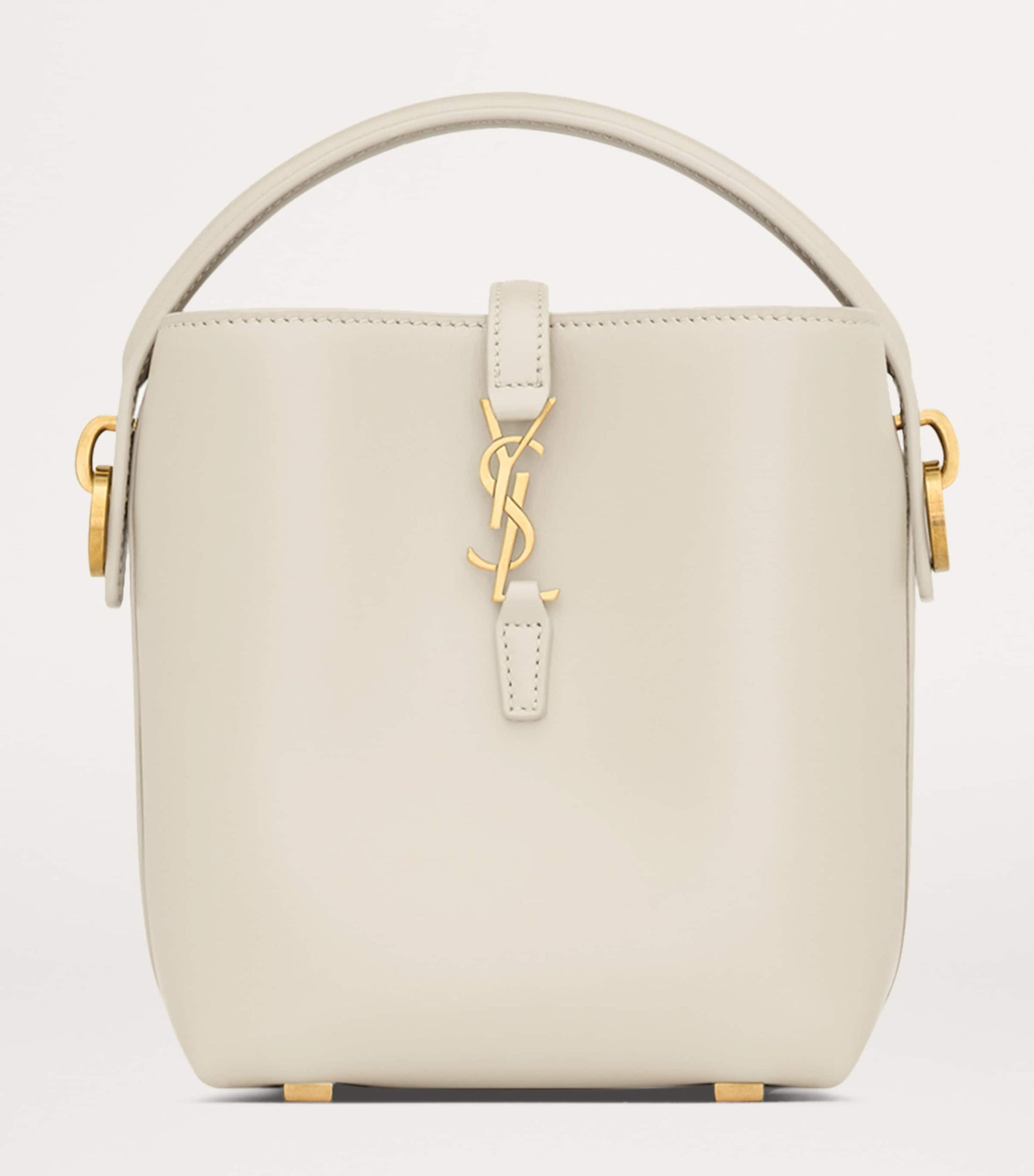 Saint Laurent White Mini Leather Le 37 Bucket Bag