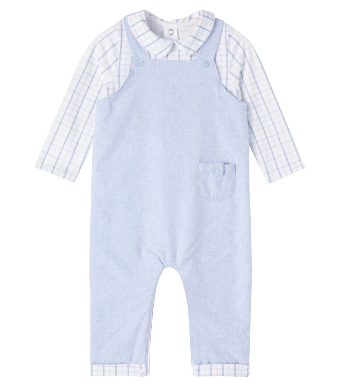 Patachou - Baby cotton shirt and overalls set