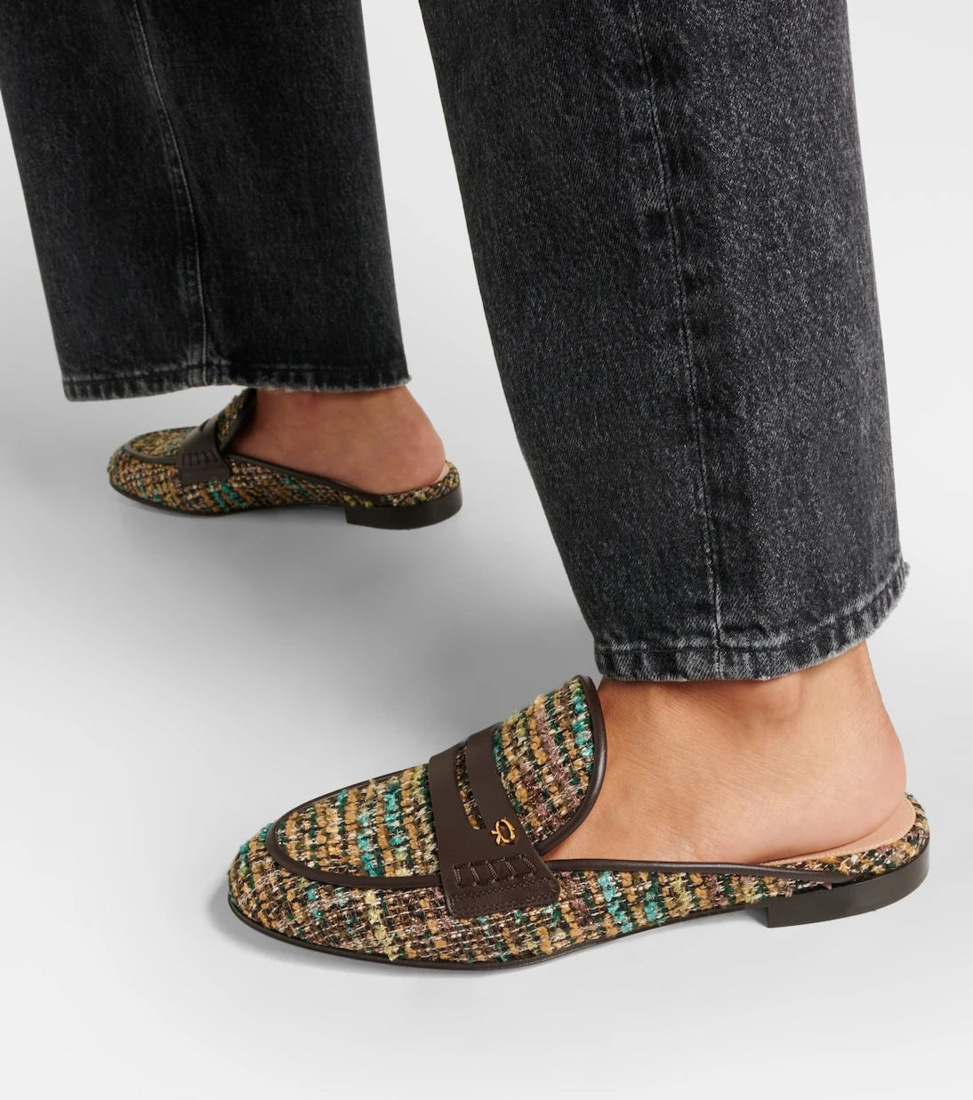 Gianvito Rossi - Leather-trimmed bouclé mules