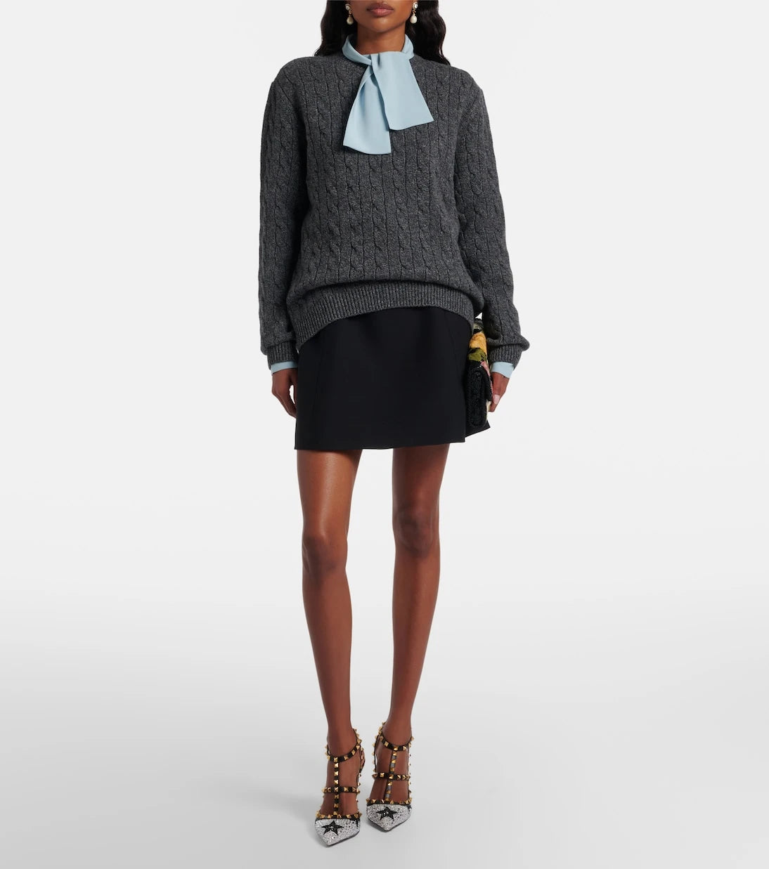 Valentino - Cable-knit virgin wool mouliné sweater