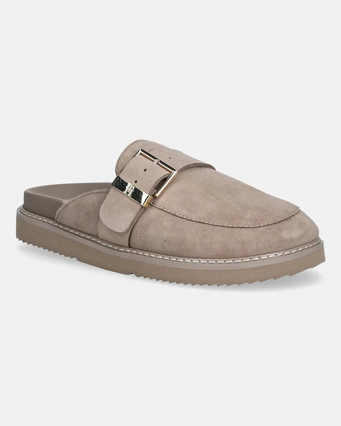 Tommy Hilfiger TH BUCKLE FUR SUEDE MULE Süet Terlik