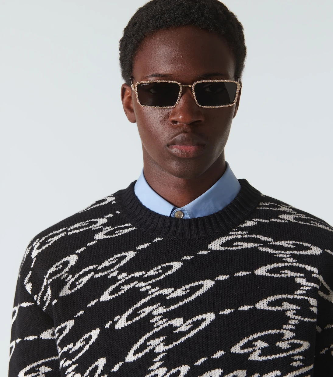 Gucci - Embellished rectangular sunglasses