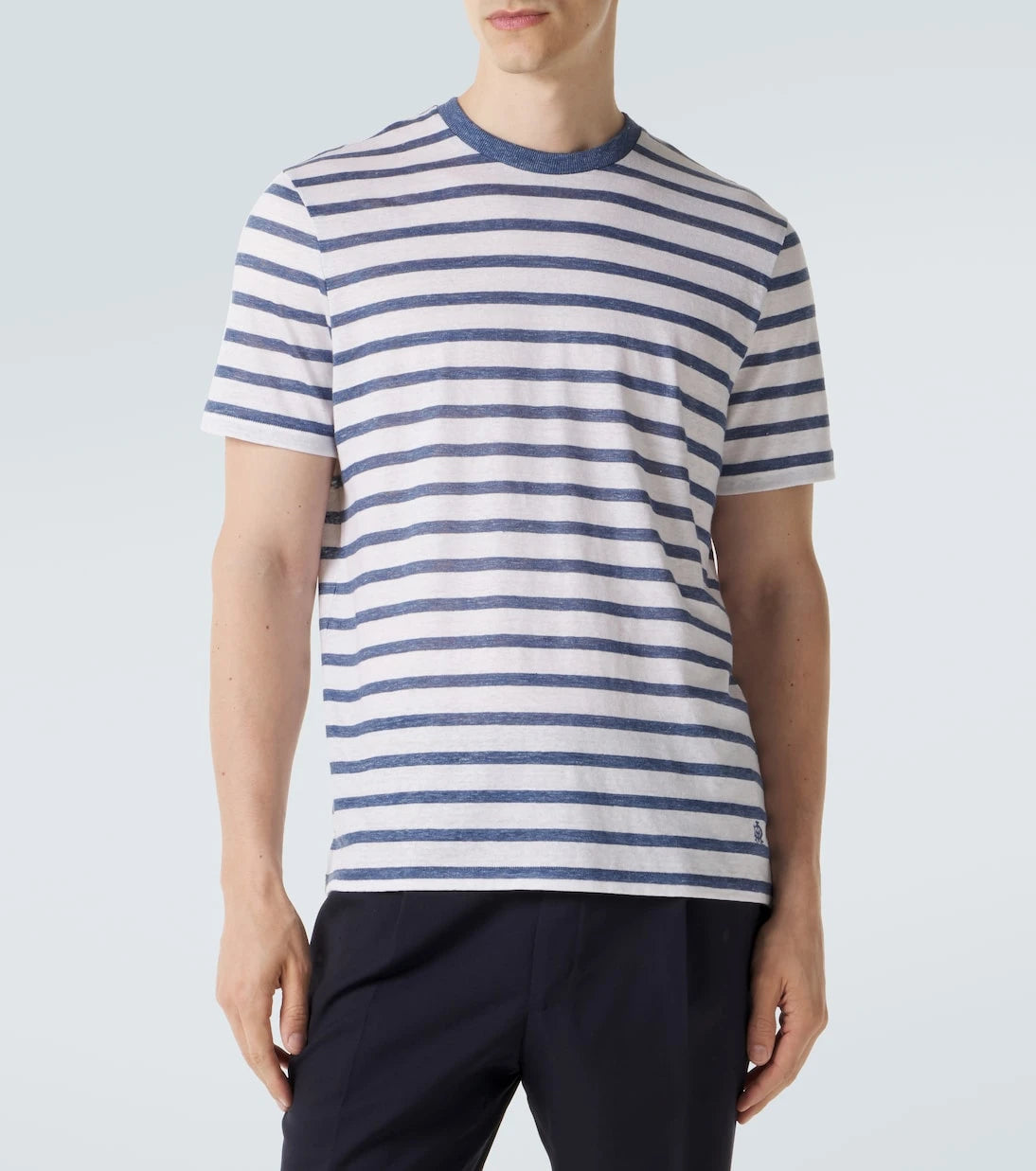 Dunhill - Striped linen and cotton T-shirt