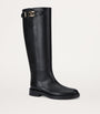 Valentino Garavani Black Leather VLogo Knee-High Boots 30