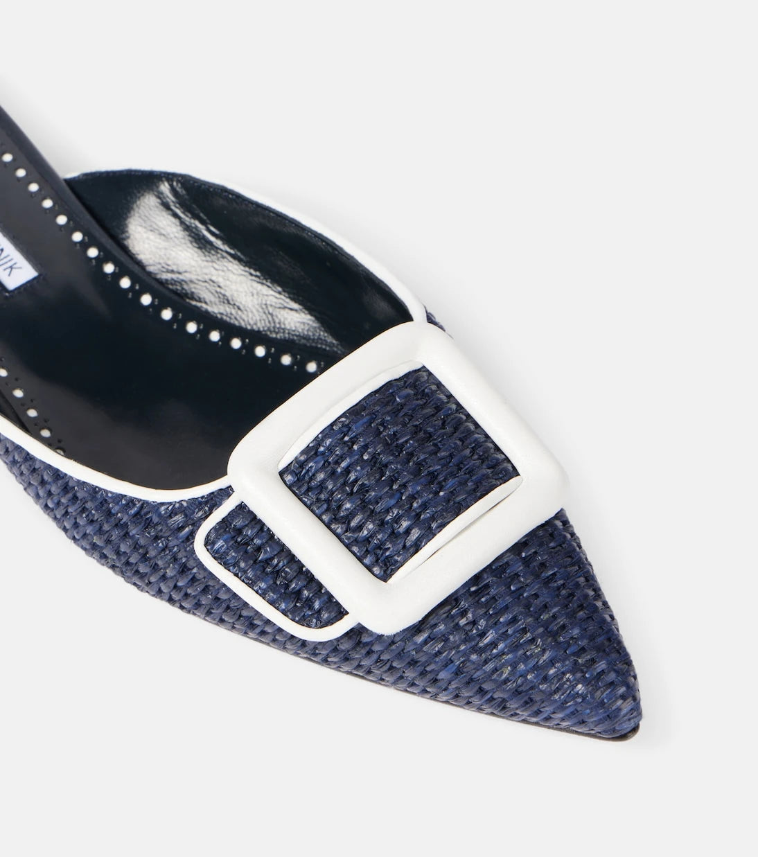 Manolo Blahnik - Maysale leather-trimmed raffia mules
