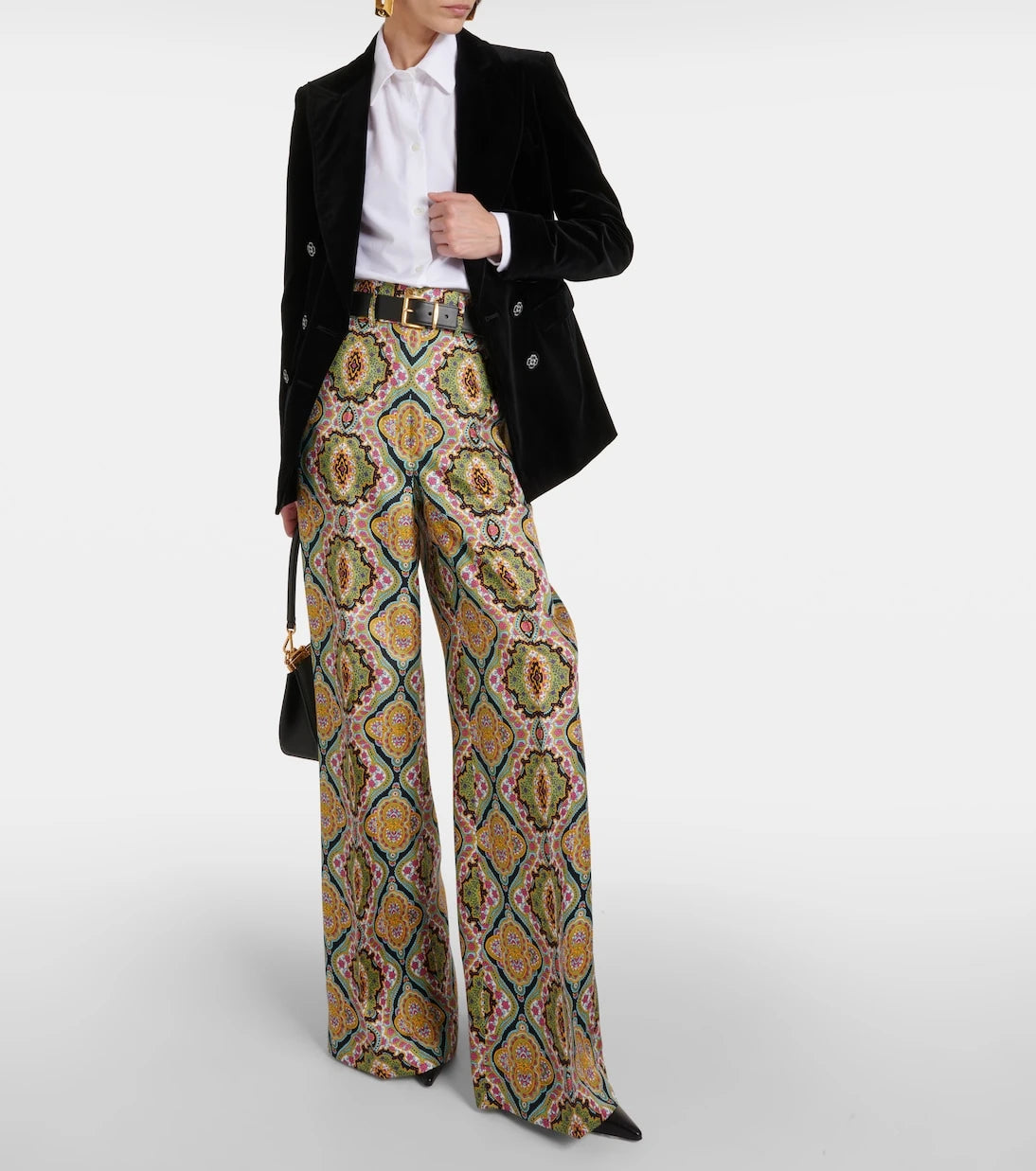 Etro - Printed silk wide-leg pants