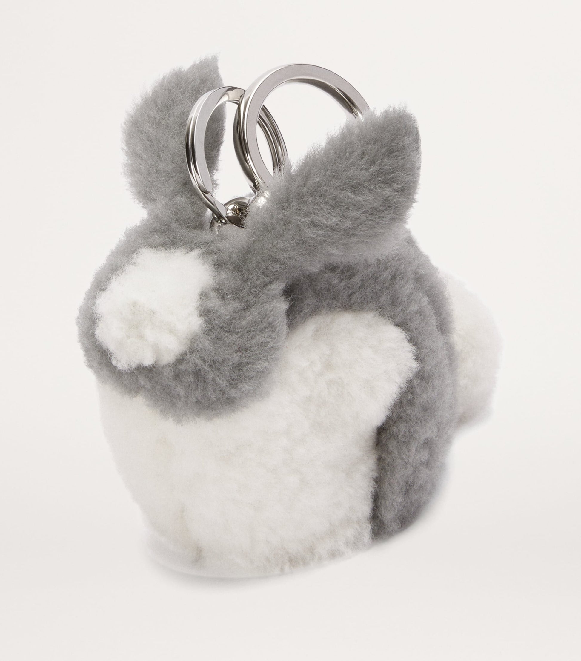 Grey Shearling Bunny Bag Charm