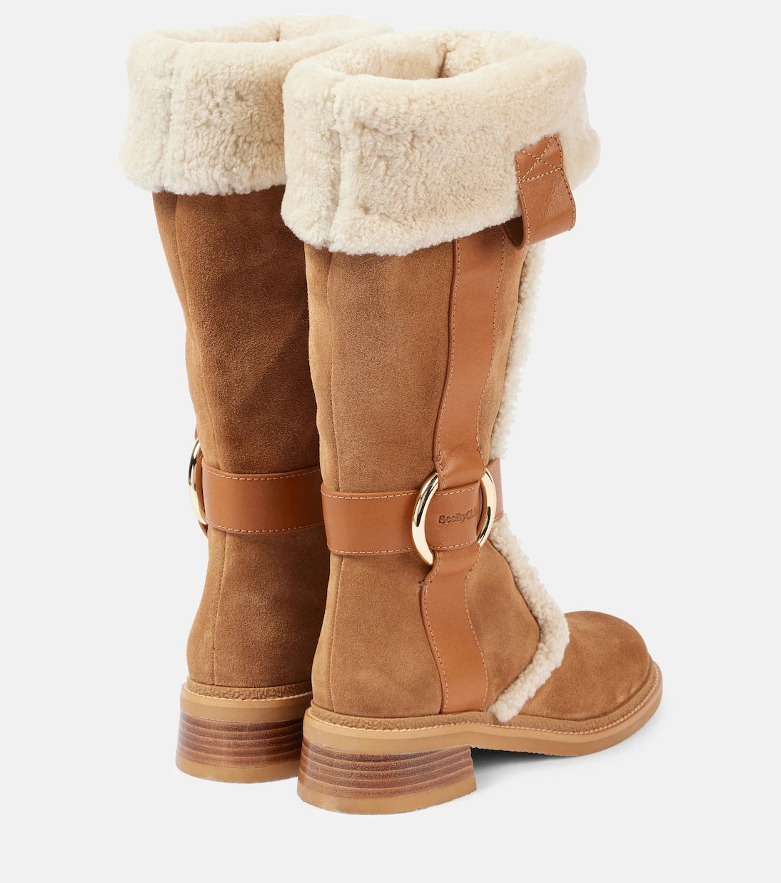 See By Chloé - New Ring suede and shearling knee-high boots