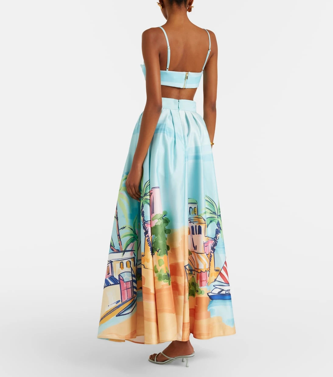 Leo Lin - Printed satin maxi skirt