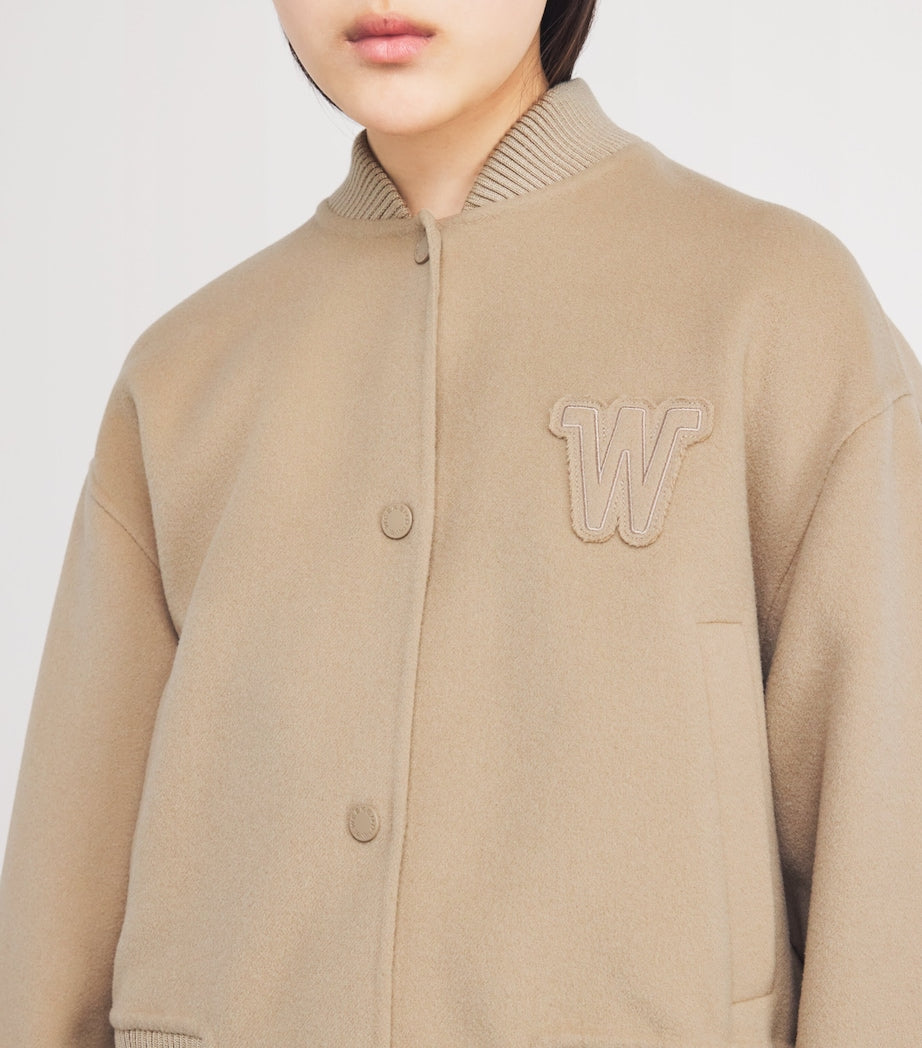 Weekend Max Mara Beige Wool-Blend Bomber Jacket