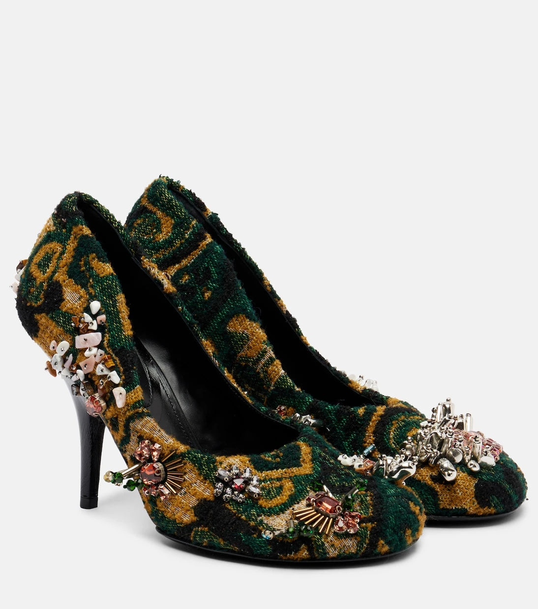 Dries Van Noten - İşlemeli jakar topuklu ayakkabı