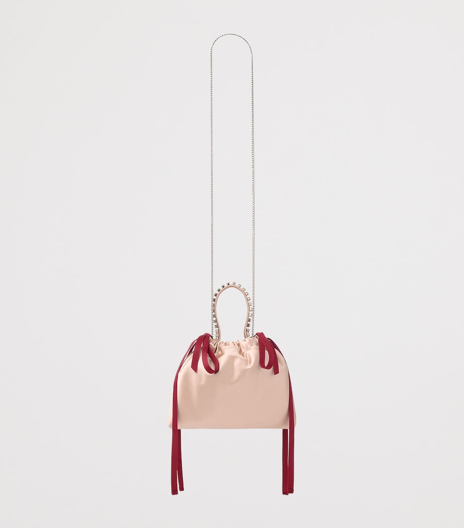 Jimmy Choo Pink Mini Satin Bow-Detail Drawstring Bag