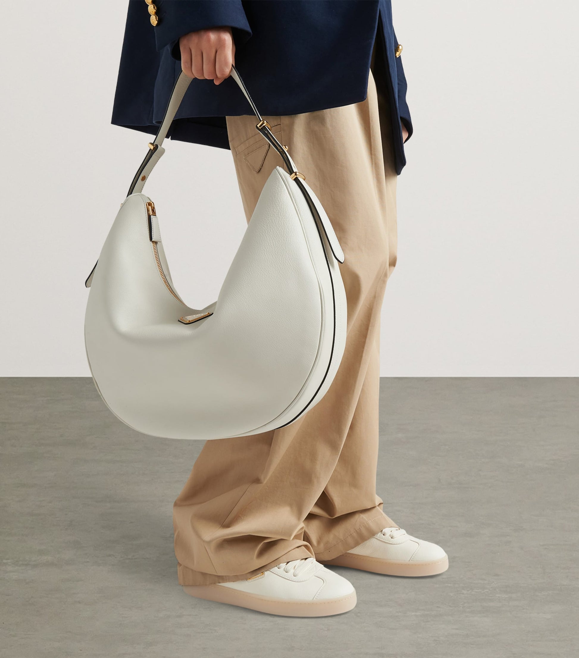 Prada Neutral Leather Sneakers