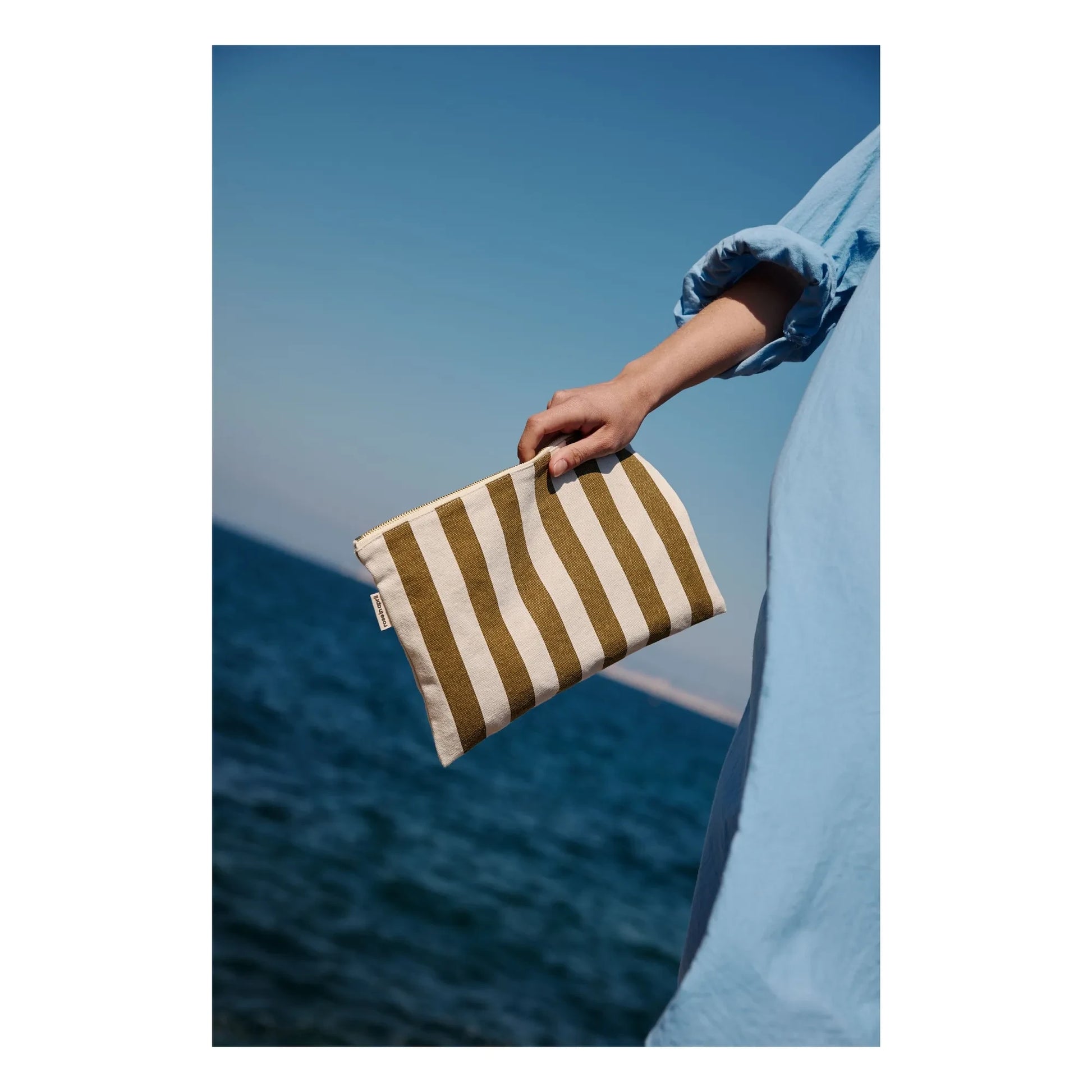 Rose in April - Lili striped clutch bag | Olive