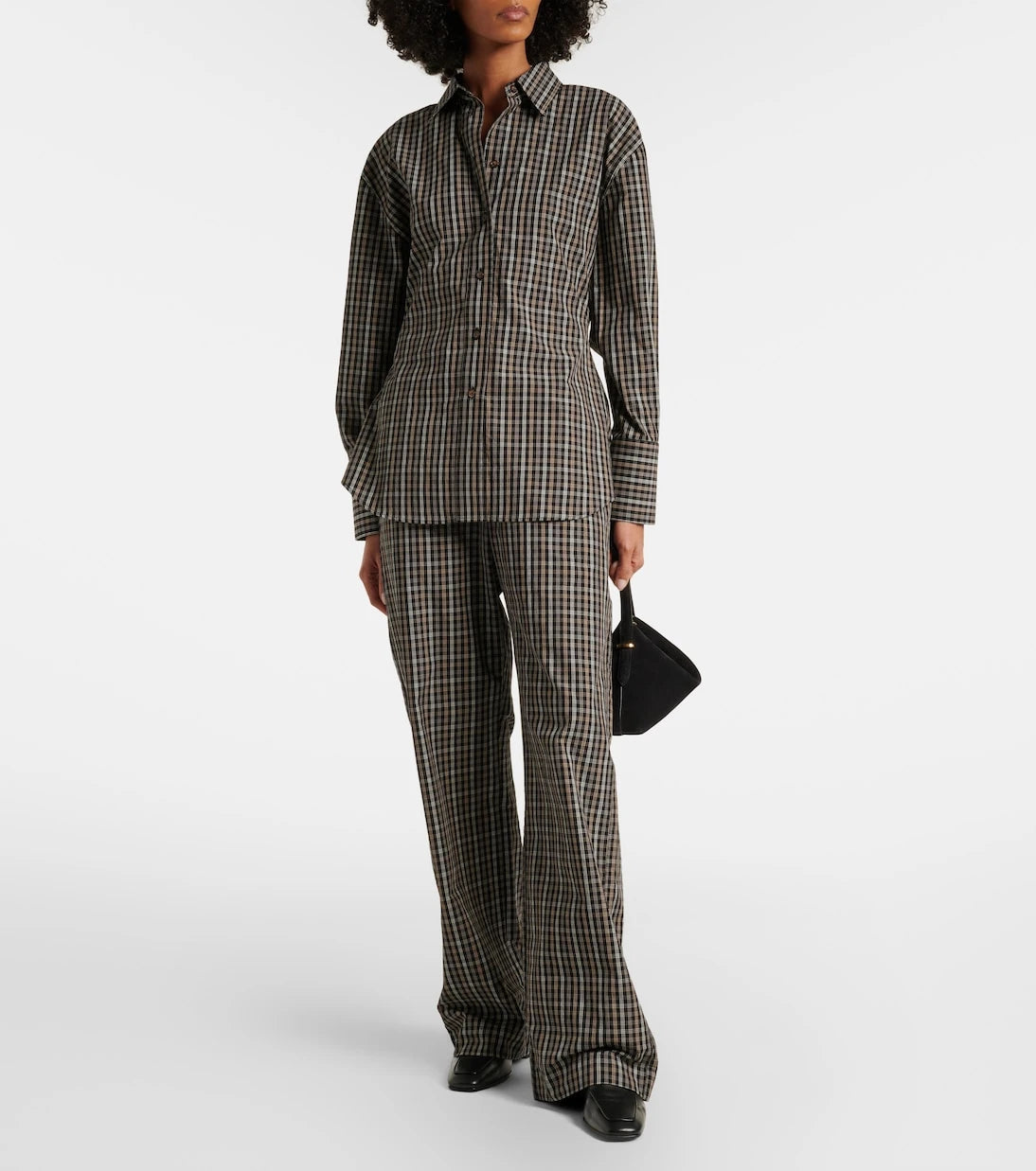 Róhe - Checked cotton wide-leg pants