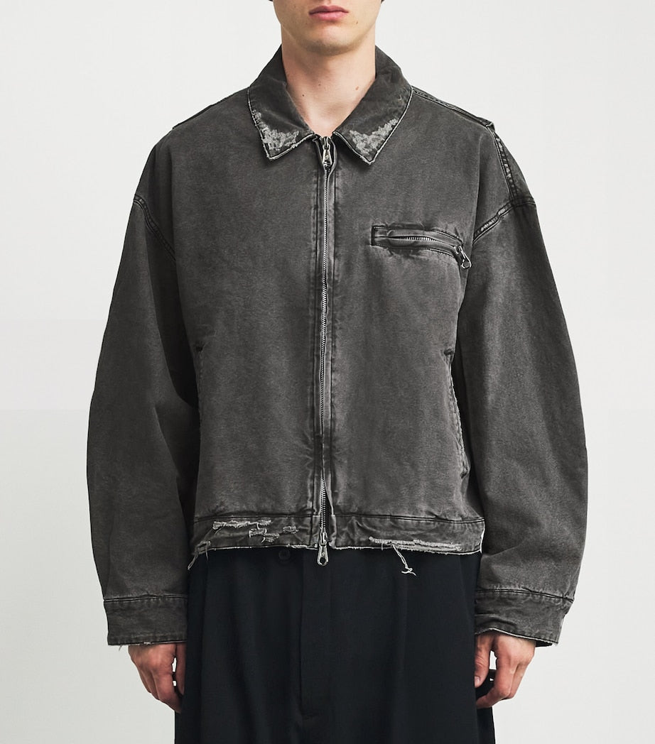 Distressed Trucker Jacket 000 BLACK