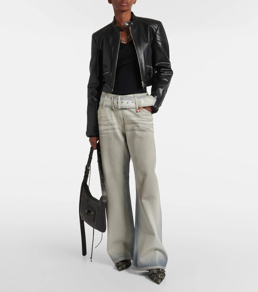 Acne Studios - جاكيت راكبي الدراجات من الجلد