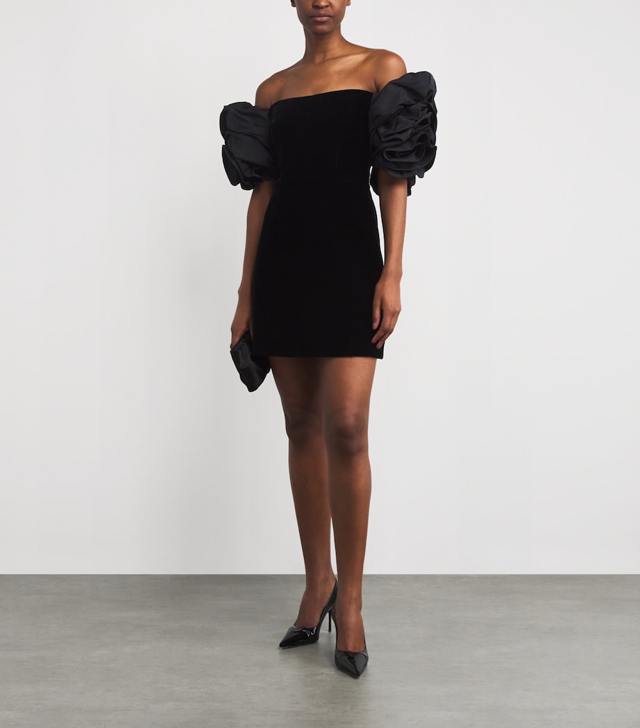 Carolina Herrera Stretch-Velvet Rosette Mini Dress