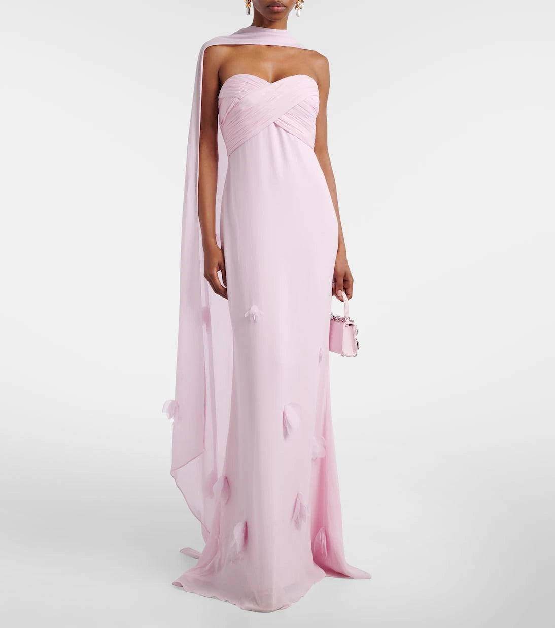 Self-Portrait - Scarf-detail georgette gown