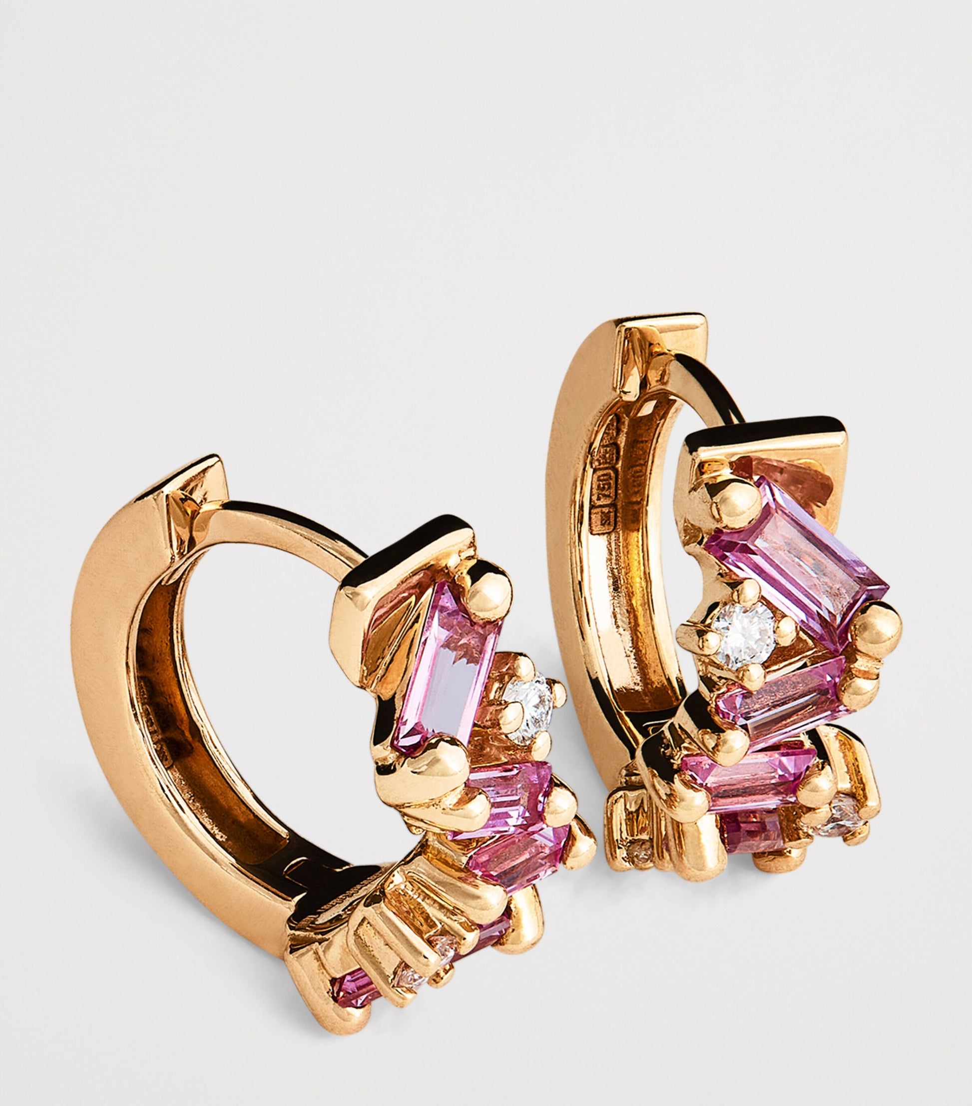 Suzanne Kalan Rose Gold, Diamond and Sapphire Frenzy Huggie Earrings