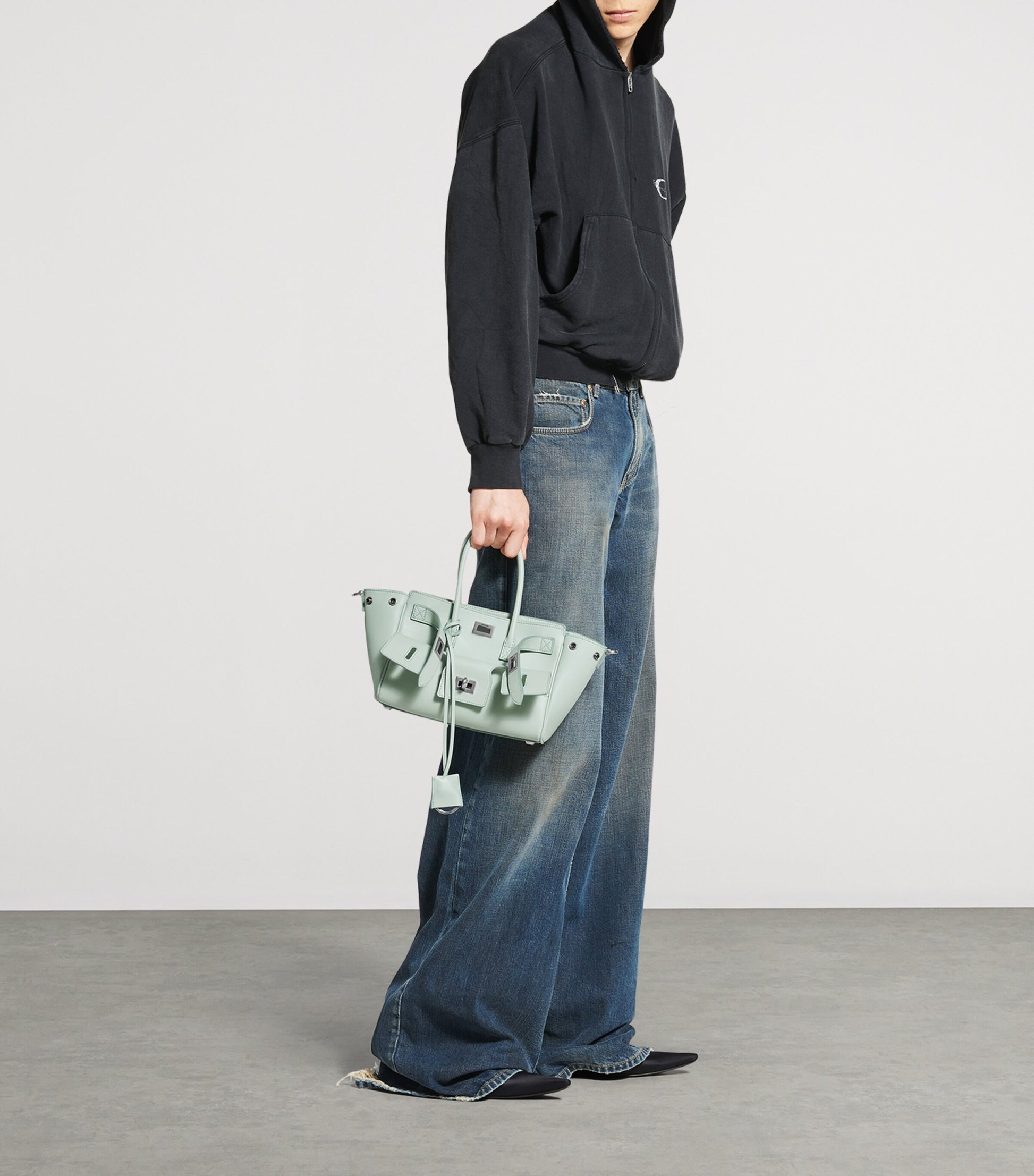 Balenciaga Green Mini Leather Bel Air Carry All Tote Bag