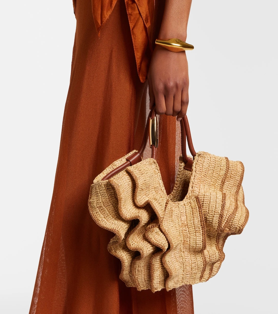 Zimmermann - Goldentime Small raffia top-handle bag
