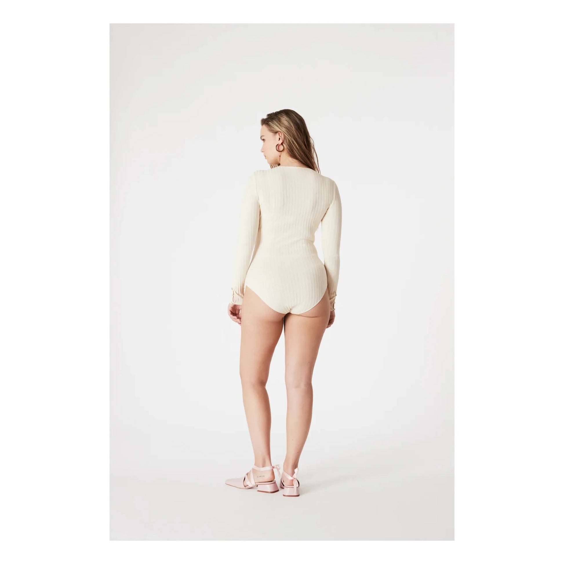 Icone - Claudia Organic Cotton Ribbed Bodysuit | Ecru