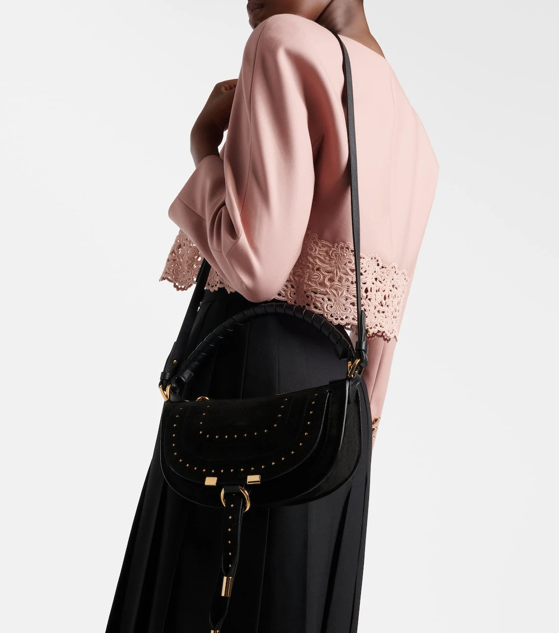 Chloé - Marcie Small studded suede shoulder bag