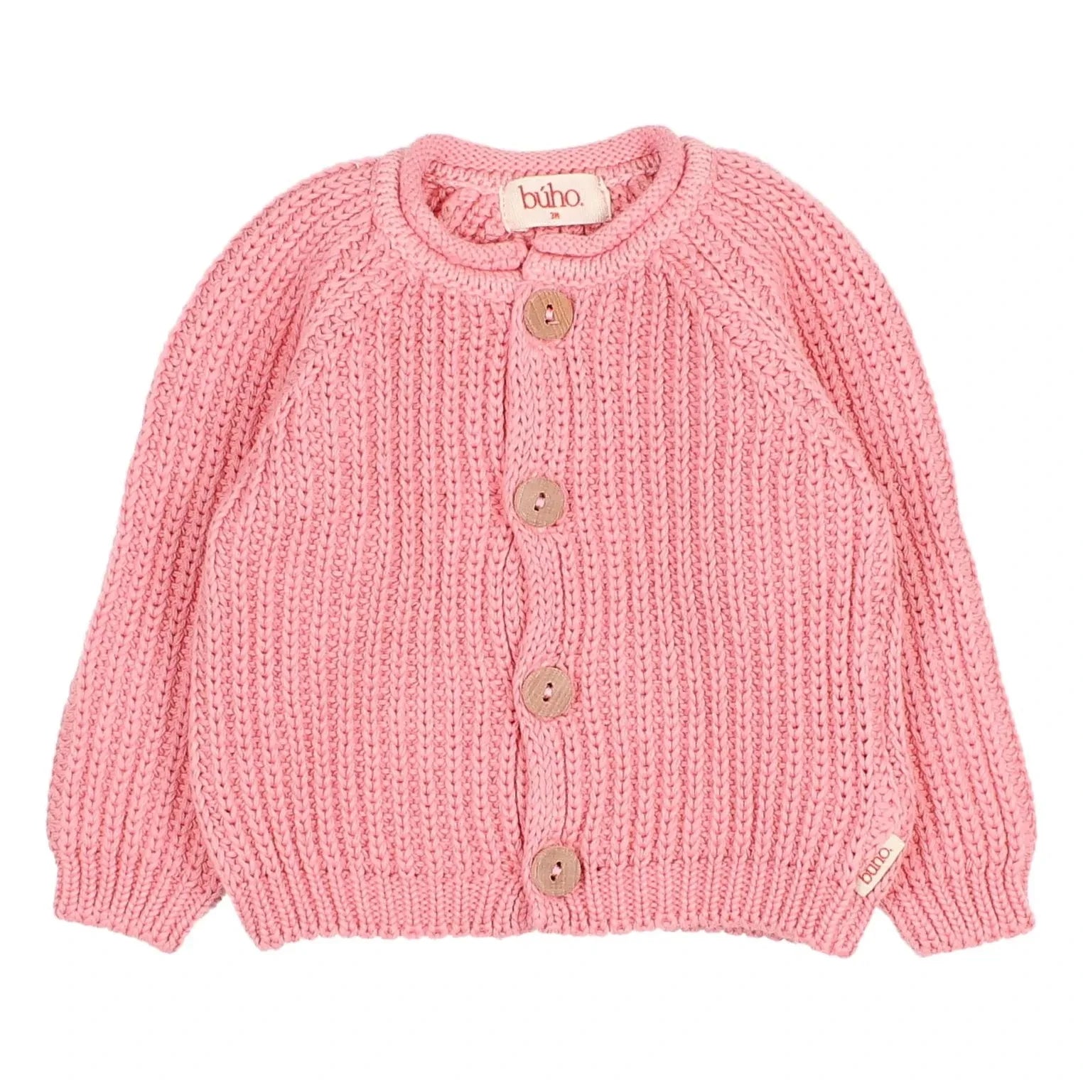 Búho - Côtes Perlées Organic Cotton Cardigan | Candy pink