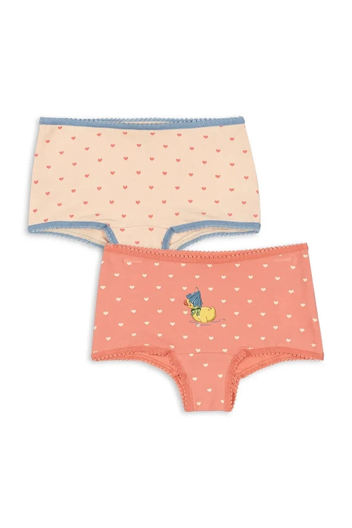Konges Sløjd çocuklar için pamuklu elastan hipster bikini BASIC 2 PACK GIRL HIPSTER GOTS 2'li