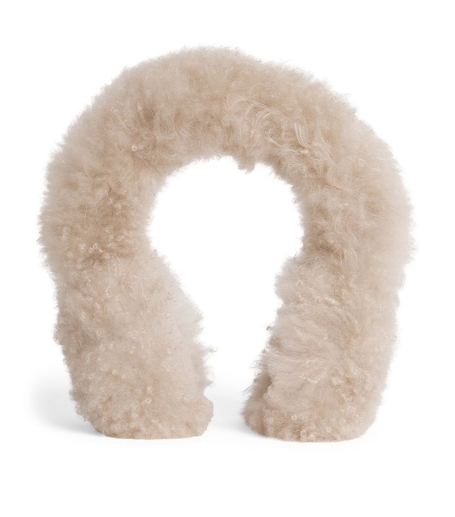 Yves Salomon Beige Lamb Shearling Earmuffs