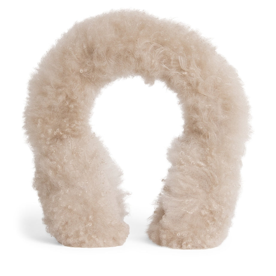 Yves Salomon Beige Lamb Shearling Earmuffs