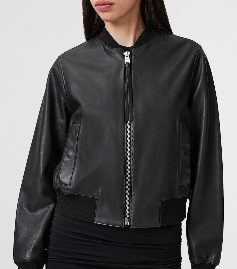 Black Leather Orten Bomber Jacket