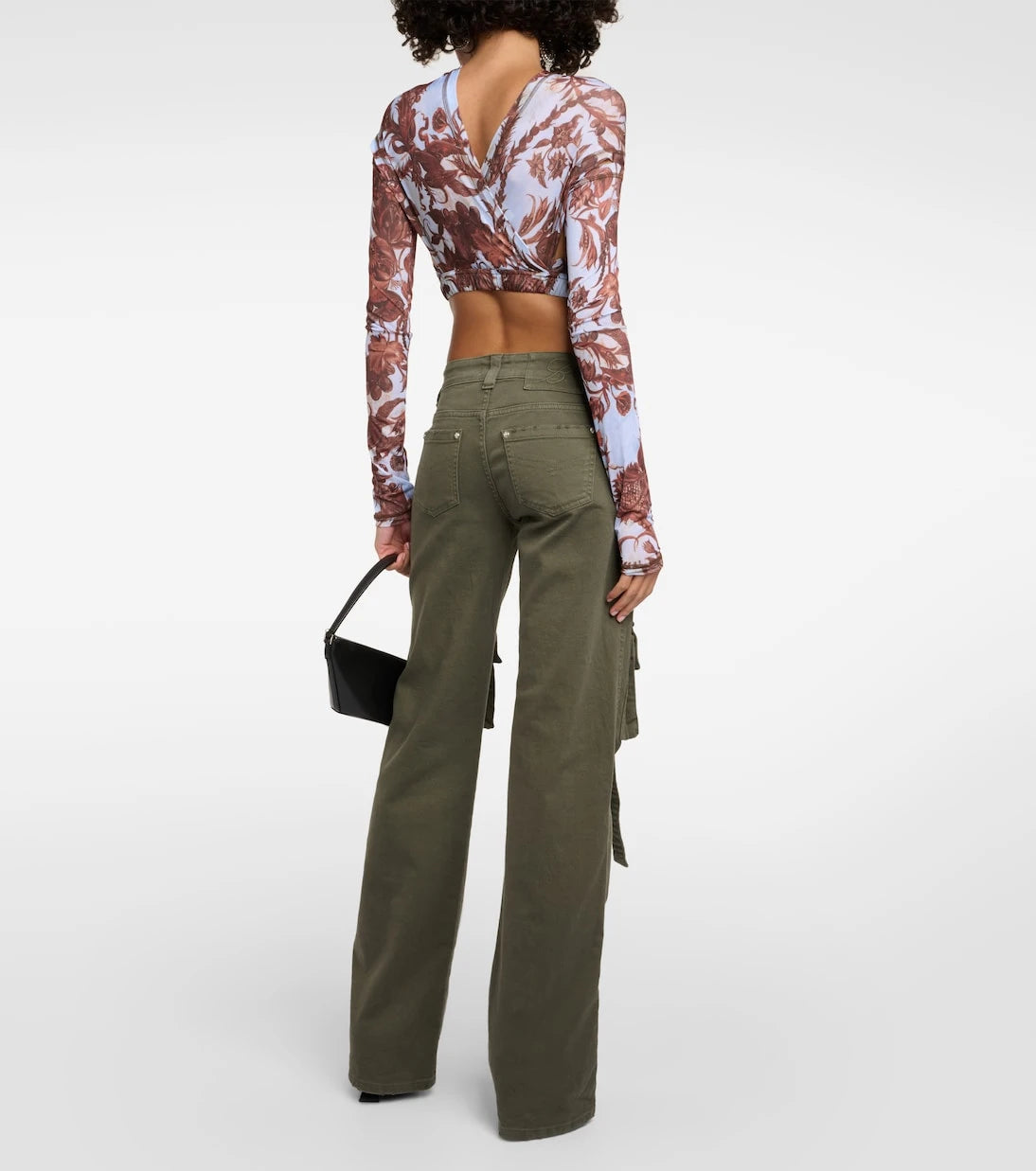KNWLS - Floral cutout jersey crop top