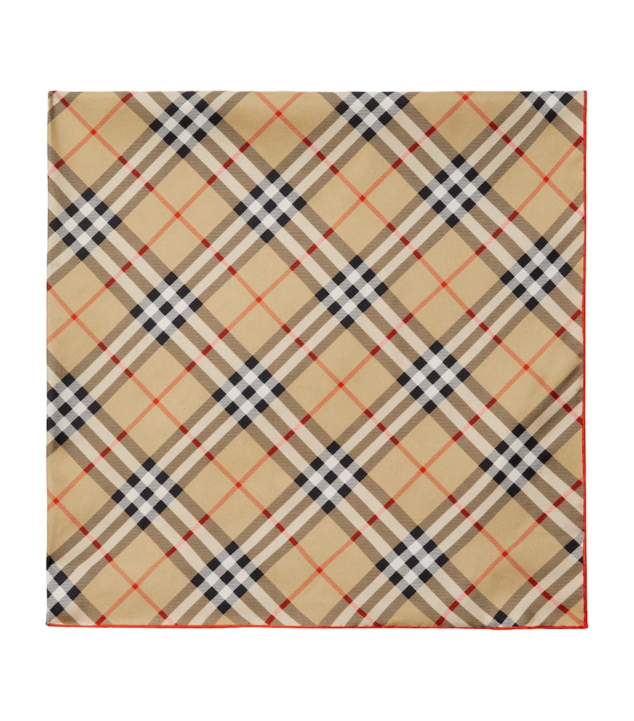 Beige Silk Check Scarf
