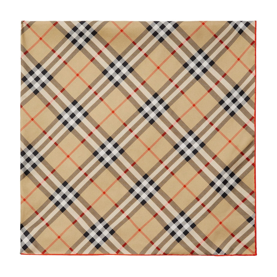 Beige Silk Check Scarf