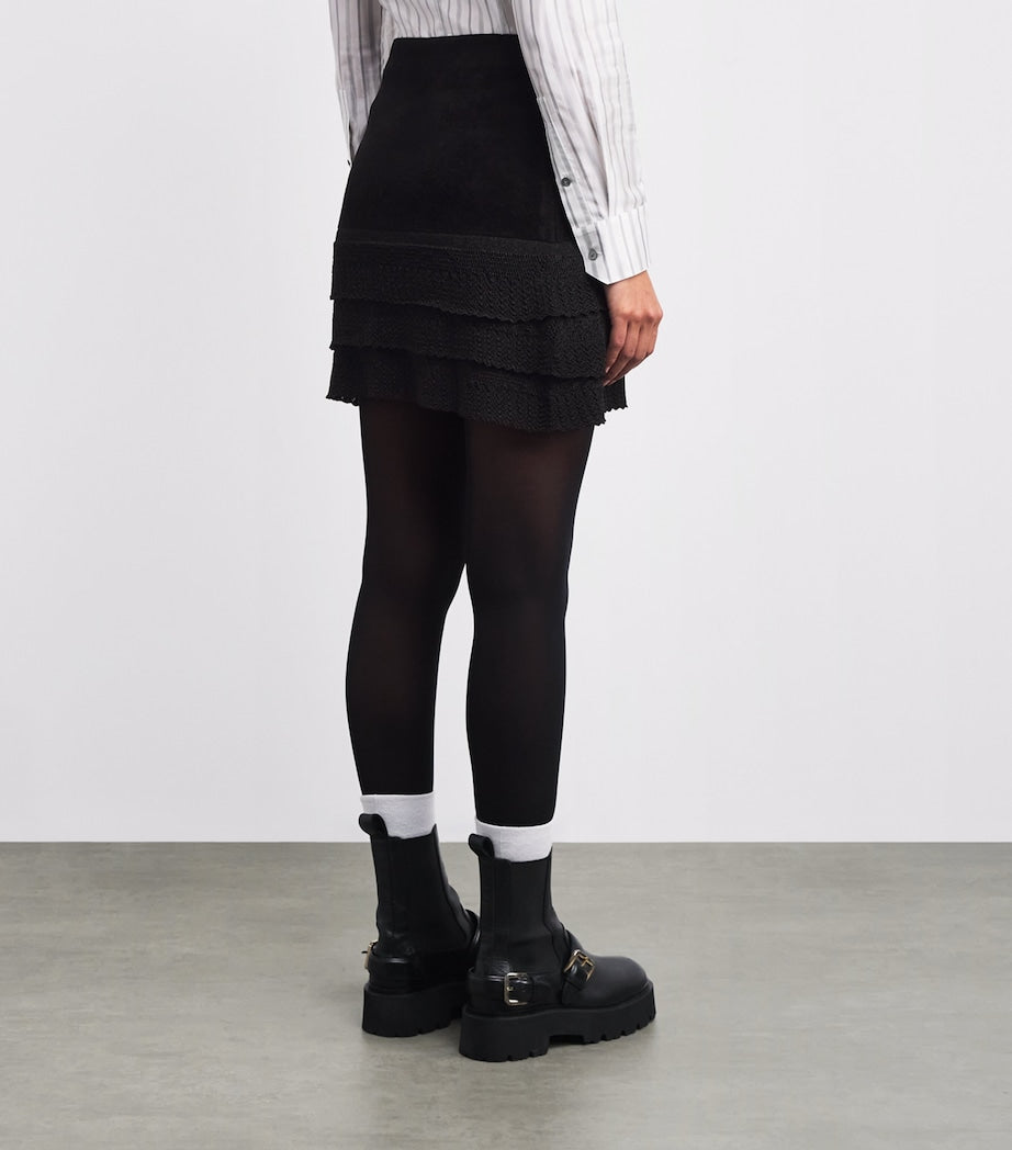 Claudie Pierlot Black Velvet-Effect Mini Skirt