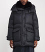 Yves Salomon Black Down Fur-Trim Adaptable Parka Coat