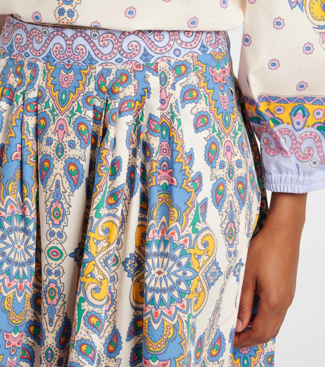 Etro - تنورة ميدي بيزلي قطن
