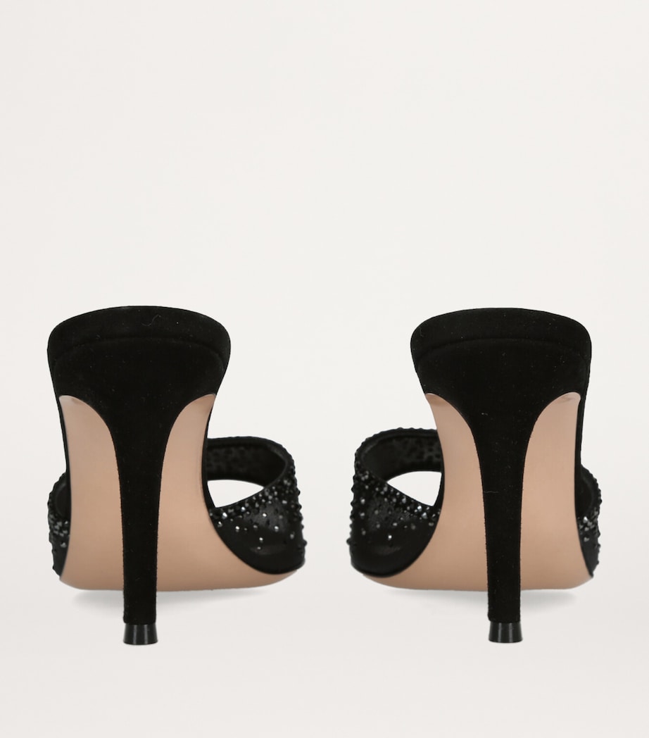 Gianvito Rossi Black Suede Embellished Rania Mules 85